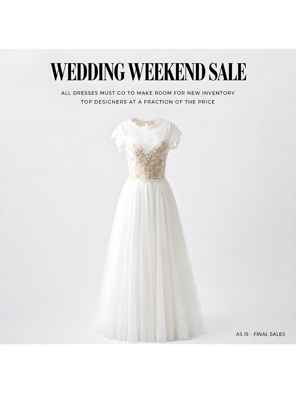 Wedding weekend starts on Friday-Sunday /selection is designer/all sales final